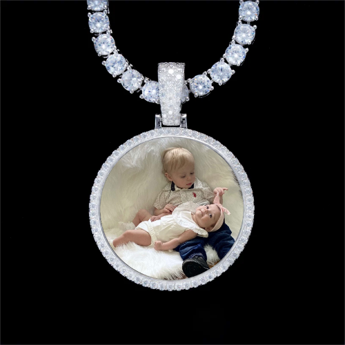 925S & VVS Moissanite 3D Circle Custom Picture Pendant