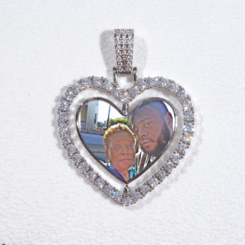 3D Spinning 2-Faced Heart Custom Picture Pendant