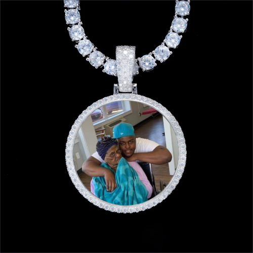 925S & VVS Moissanite 3D Circle Custom Picture Pendant
