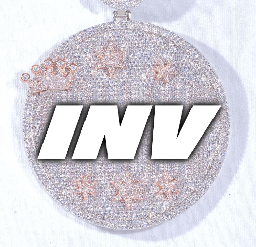 CUSTOM LETTER NECKLACE 3D BIG CROWN DISC