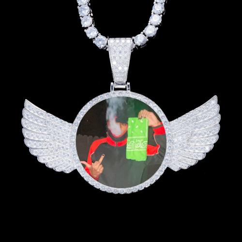 925S & VVS Moissanite 3D Wing Custom Picture Pendant