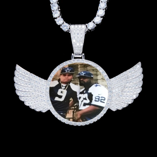 925S & VVS Moissanite 3D Wing Custom Picture Pendant