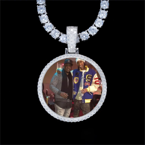 925S & VVS Moissanite 3D Circle Custom Picture Pendant