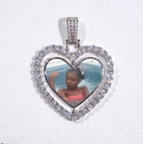 3D Spinning 2-Faced Heart Custom Picture Pendant
