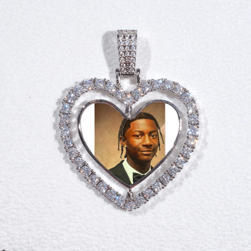 3D Spinning 2-Faced Heart Custom Picture Pendant