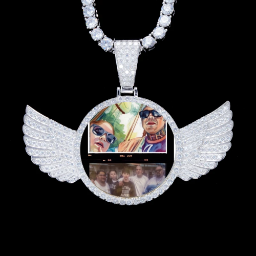 925S & VVS Moissanite 3D Wing Custom Picture Pendant
