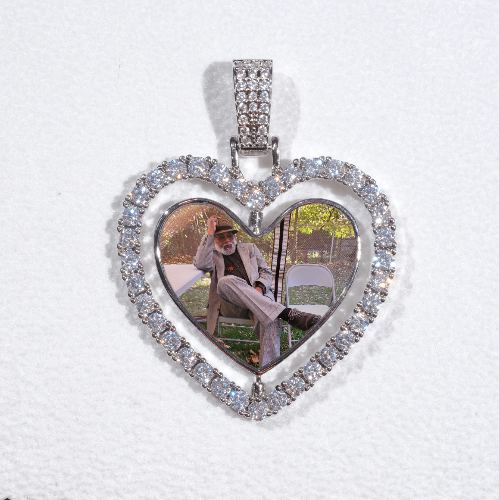 3D Spinning 2-Faced Heart Custom Picture Pendant