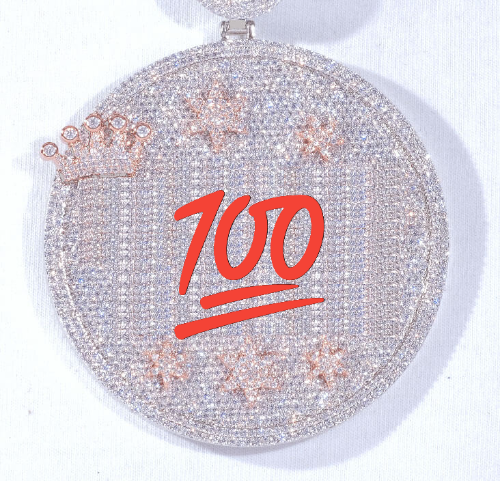 CUSTOM LETTER NECKLACE 3D BIG CROWN DISC