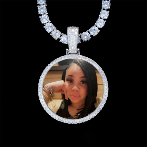 925S & VVS Moissanite 3D Circle Custom Picture Pendant