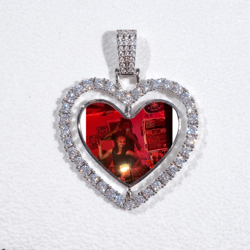 3D Spinning 2-Faced Heart Custom Picture Pendant