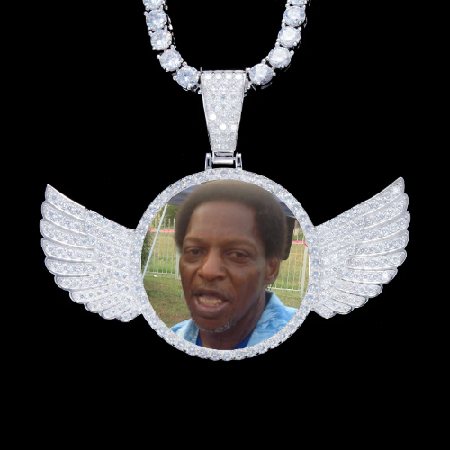 925S & VVS Moissanite 3D Wing Custom Picture Pendant
