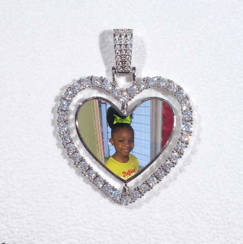 3D Spinning 2-Faced Heart Custom Picture Pendant