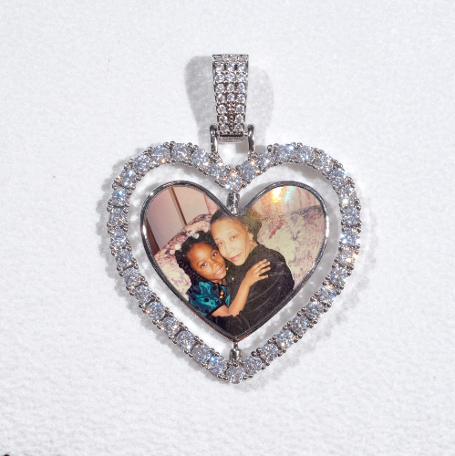 3D Spinning 2-Faced Heart Custom Picture Pendant
