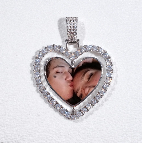 3D Spinning 2-Faced Heart Custom Picture Pendant