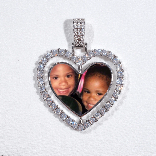 3D Spinning 2-Faced Heart Custom Picture Pendant