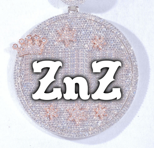 CUSTOM LETTER NECKLACE 3D BIG CROWN DISC