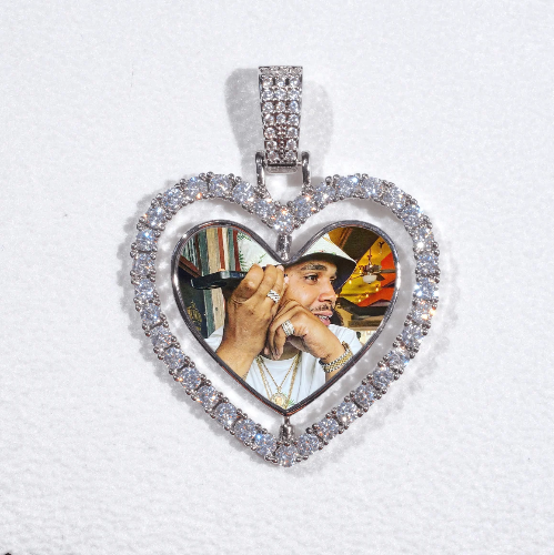 3D Spinning 2-Faced Heart Custom Picture Pendant
