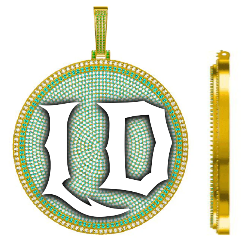 CUSTOM LETTER NECKLACE 3D BIG DISC