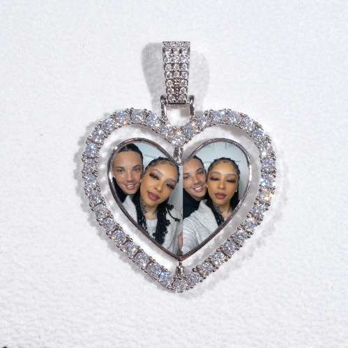 3D Spinning 2-Faced Heart Custom Picture Pendant
