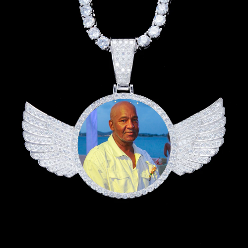 925S & VVS Moissanite 3D Wing Custom Picture Pendant
