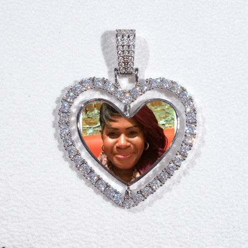 3D Spinning 2-Faced Heart Custom Picture Pendant
