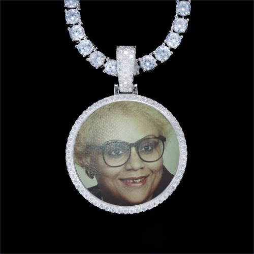 925S & VVS Moissanite 3D Circle Custom Picture Pendant