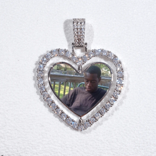 3D Spinning 2-Faced Heart Custom Picture Pendant
