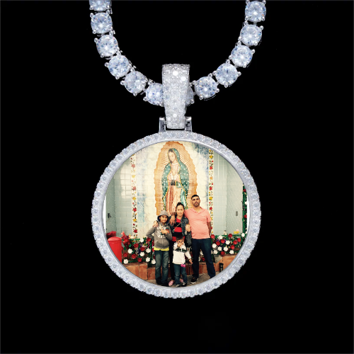 925S & VVS Moissanite 3D Circle Custom Picture Pendant