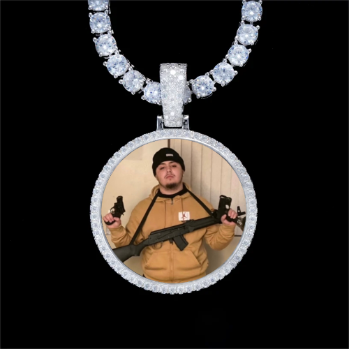 925S & VVS Moissanite 3D Circle Custom Picture Pendant
