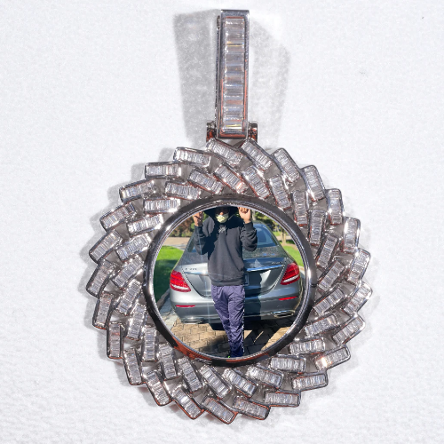 Large 3D Baguette Custom Picture Pendant