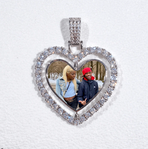 3D Spinning 2-Faced Heart Custom Picture Pendant