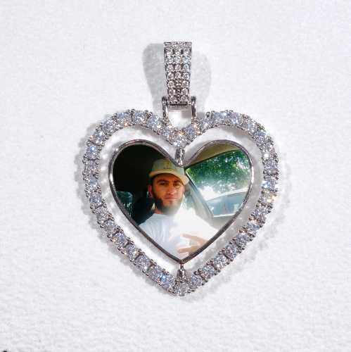 3D Spinning 2-Faced Heart Custom Picture Pendant