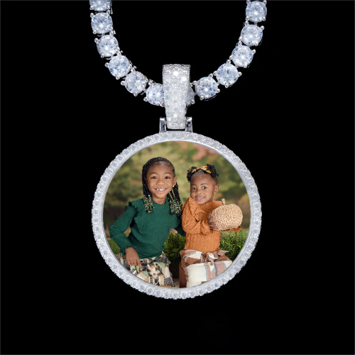 925S & VVS Moissanite 3D Circle Custom Picture Pendant