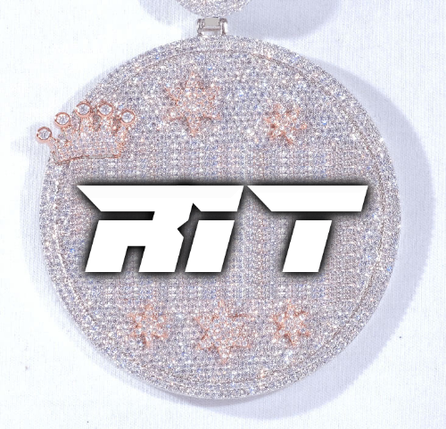 CUSTOM LETTER NECKLACE 3D BIG CROWN DISC
