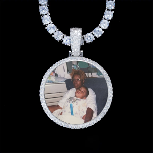 925S & VVS Moissanite 3D Circle Custom Picture Pendant