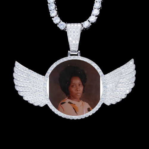 925S & VVS Moissanite 3D Wing Custom Picture Pendant