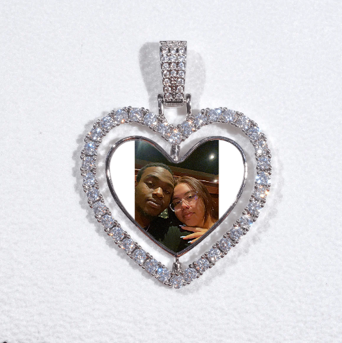 3D Spinning 2-Faced Heart Custom Picture Pendant