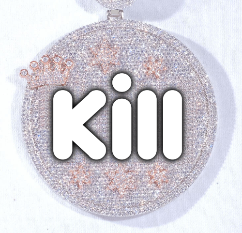 CUSTOM LETTER NECKLACE 3D BIG CROWN DISC