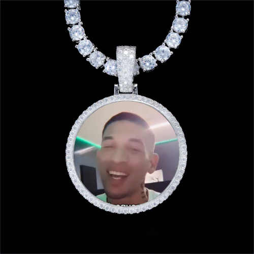 925S & VVS Moissanite 3D Circle Custom Picture Pendant