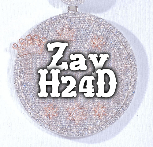 CUSTOM LETTER NECKLACE 3D BIG CROWN DISC