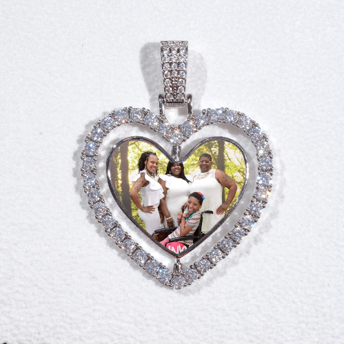 3D Spinning 2-Faced Heart Custom Picture Pendant