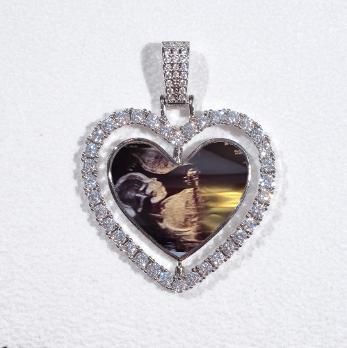 3D Spinning 2-Faced Heart Custom Picture Pendant