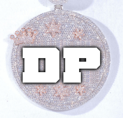 CUSTOM LETTER NECKLACE 3D BIG CROWN DISC