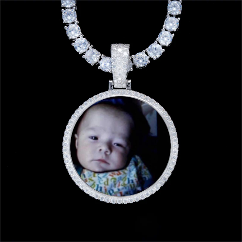 925S & VVS Moissanite 3D Circle Custom Picture Pendant