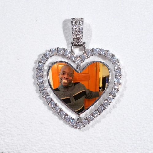 3D Spinning 2-Faced Heart Custom Picture Pendant