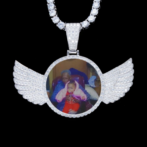 925S & VVS Moissanite 3D Wing Custom Picture Pendant