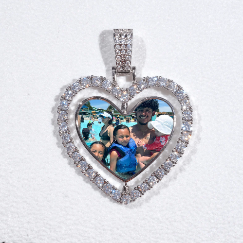 3D Spinning 2-Faced Heart Custom Picture Pendant