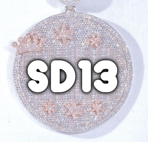 CUSTOM LETTER NECKLACE 3D BIG CROWN DISC