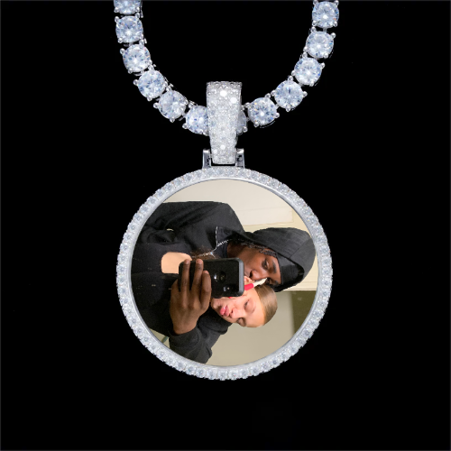 925S & VVS Moissanite 3D Circle Custom Picture Pendant