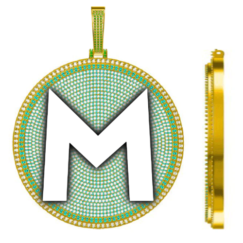 CUSTOM LETTER NECKLACE 3D BIG DISC